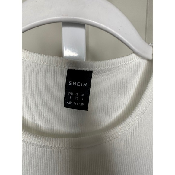 SHEIN White Ribbed Knit High Neck Racerback Tank Top Size Small S - Picture 3 of 4
